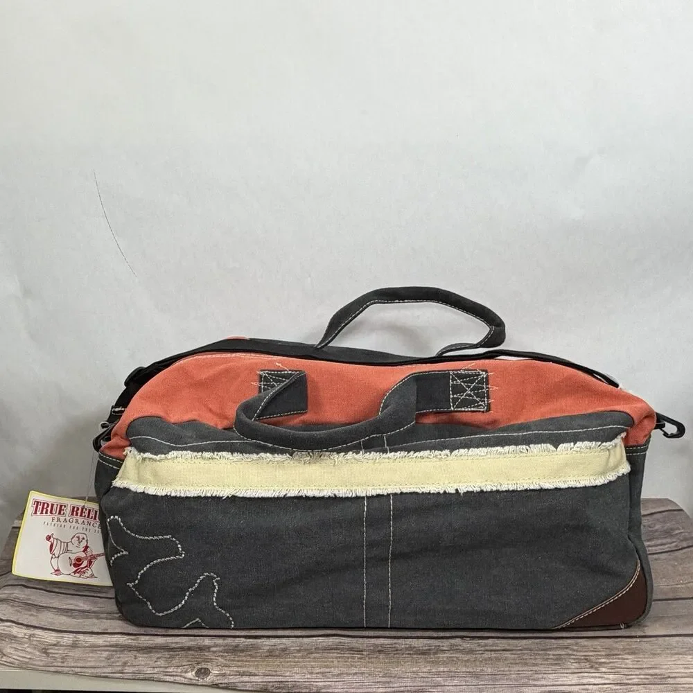True Religion Overnight Duffel Bag Red Black 19x10x9 Carry On Horseshoe NWT